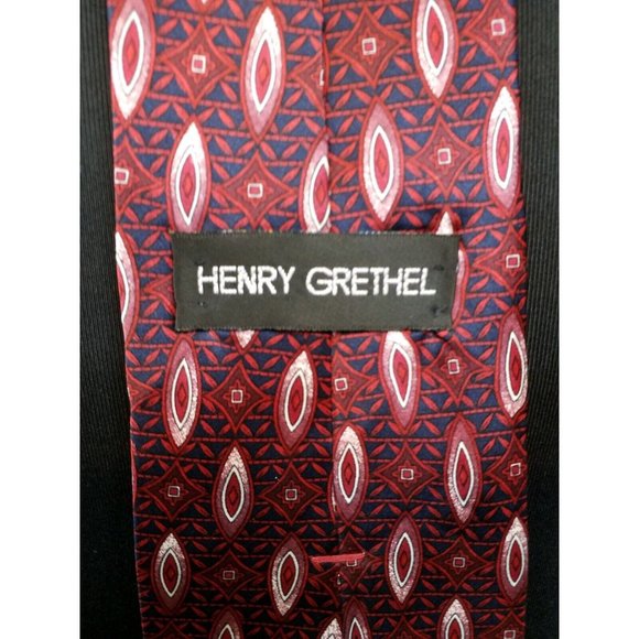 Henry Grethel Mens Dress Tie Suit Italian Fabric Made In USA Silk - Picture 7 of 12